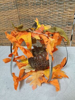 Autumn Orange Decorative Pumpkin In  A Pumpkin Accent